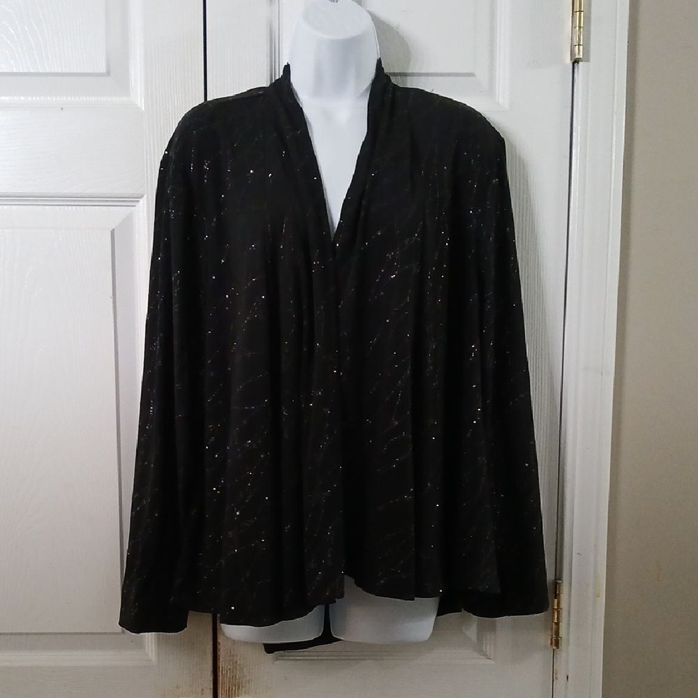 Dorby vintage Elegant Black Women's open front sequin Jacket Sz 18W NWOT